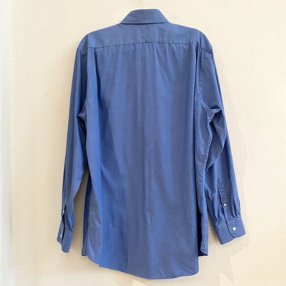 Nordstrom Mens Shop Blue Traditional Fit Non Iron Dress Shirt Sz 16 1/2 36 - Picture 11 of 13